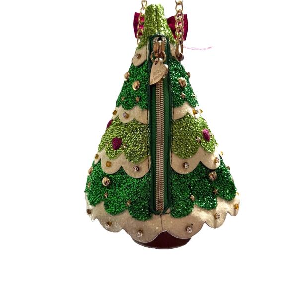 Betsey Johnson Kitsch Christmas Tree Crossbody Purse Handbag Green RARE Spruce - Picture 3 of 16